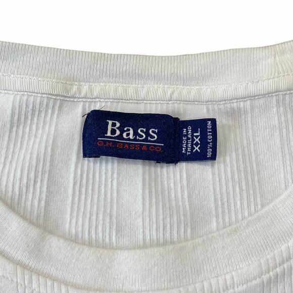 Bass White Ribbed Men's Dress Shirt Tee Size XXL - Picture 3 of 11